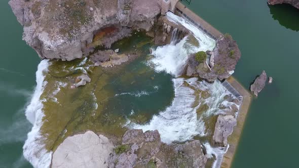 Looking Down at Dam for Shoshone Falls in Idaho During Spring