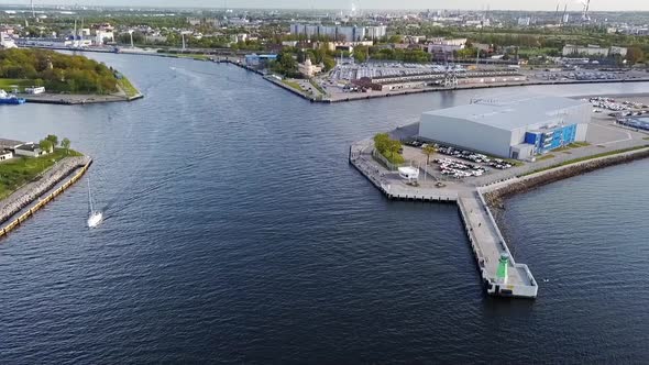 Bay of Gdansk Aerial Shot City Panorama