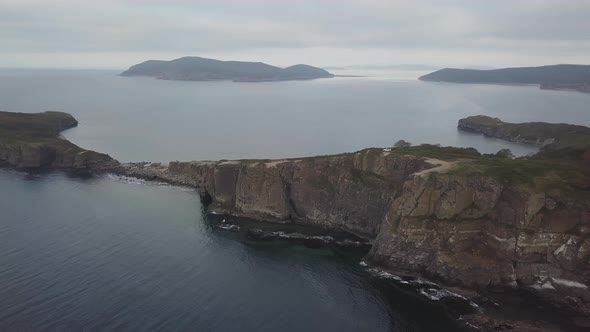 Drone View of a Peninsula Tobizina with Vertical Cliffs at Sunrize