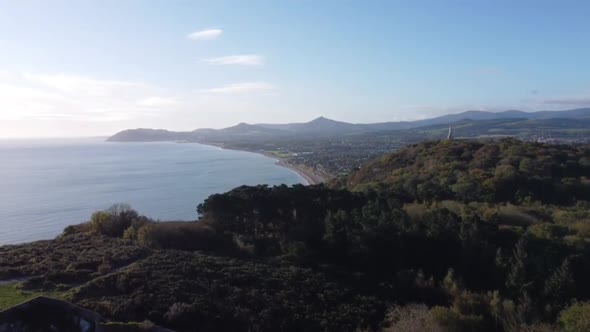 A Slow Aerial Rise and Track over Killiney Hill, Ireland.