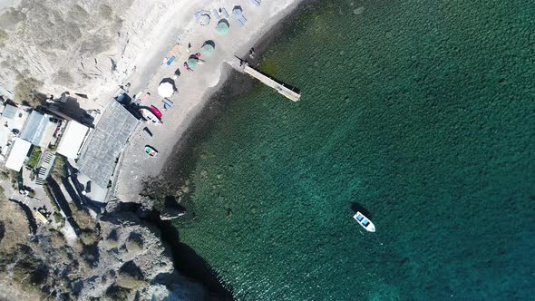 Kampia beach on Santorini island in the Cyclades in Greece aerial view