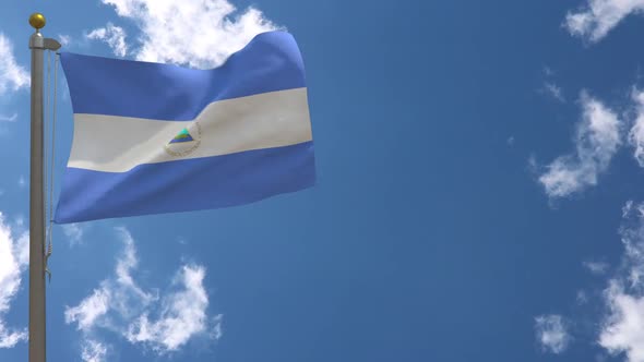 Nicaragua Flag On Flagpole