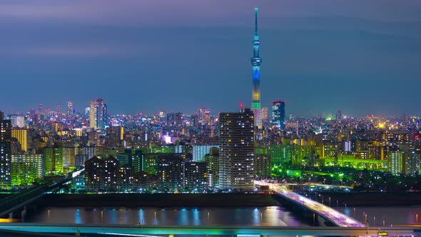 time lapse of Tokyo cityscape at night, Japan