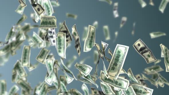money wind 100 dollar bills on 3d animation on a green background