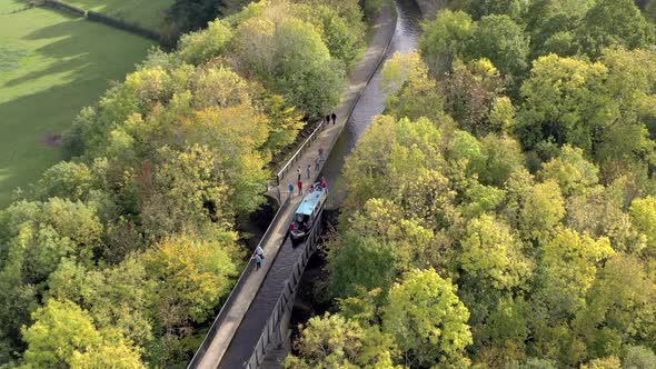 Canal Boat using the Pontcysyllte Aqueduct in Wales