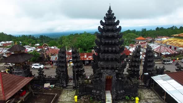 Aerial View of Ulun Danu Batur Temple near Mount Batur, Kintamani, Bali, Indonesia