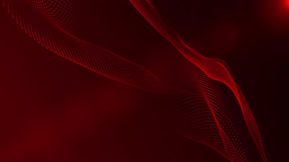 Abstract particles dot line technology red animated twisted background