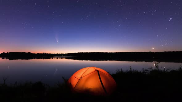 Comet Neowise C2020 F3 at Sunet Over the River