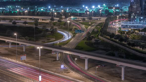 Aerial Top View to Sheikh Zayed Road Near Dubai Marina and JLT Timelapse Dubai