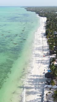 Tanzania  Vertical Video of the Ocean Near the Coast of Zanzibar Slow Motion