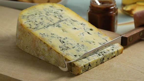  French cheese Bleu de Gex au lait cru close up