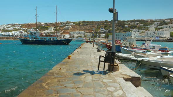 POV Walk in the Pier of Mykonos Old Port