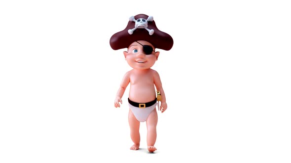 Fun 3D cartoon of a baby pirate