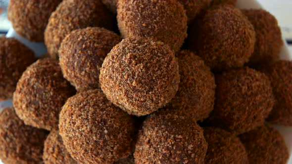 Dark Ball Shaped Sweets Close Up