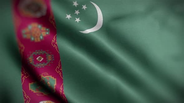 Turkmenistan Flag Textured Waving Close Up Background HD