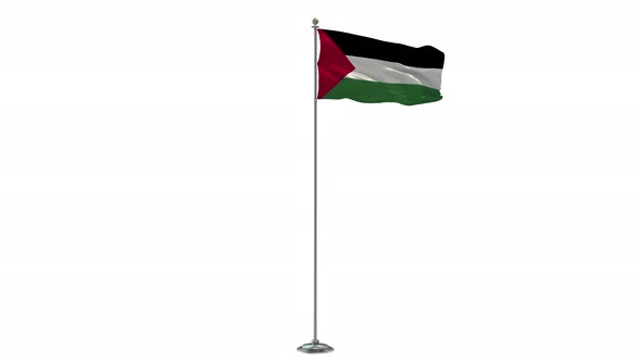 Palestine Looping Of The Waving Flag Pole With Alpha alt