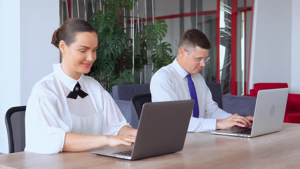 Co Workers Sitting at the Workplace in Modern Office