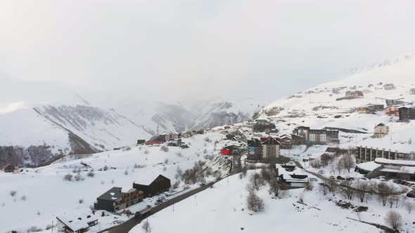 Aerial View Gudauri Village In Georgia