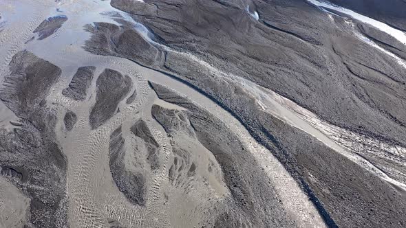 Flying Over a Huge Glacial River System in Iceland