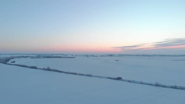 Snow Fields At Sunset