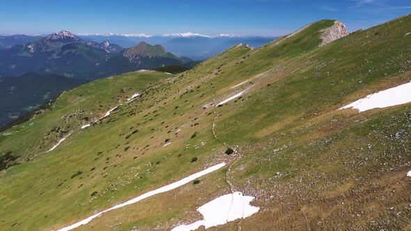 Mountains and hills on a summer day