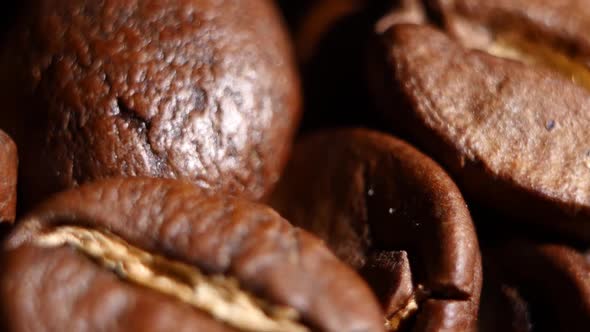 Light Roasted Coffee Beans. Rotating. Close Up