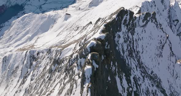 Drone Flight In Winter Over Kitzsteinhorn Mountain Peaks