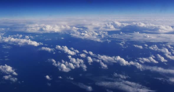 Blue Sky and Clouds from Plane, Real Time 4K