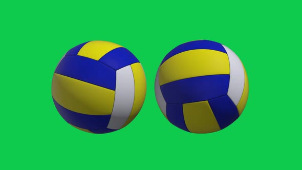 4K Volleyball Balls Green Screen Background Seamless Loop