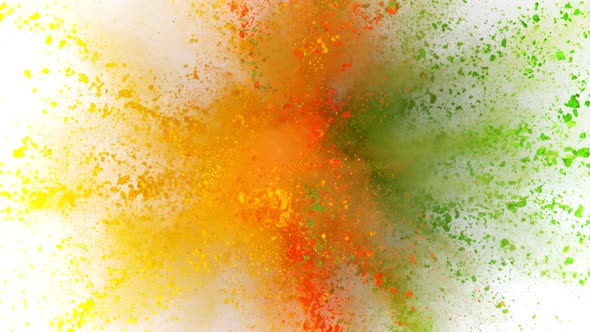 Super Slow Motion Shot of Color Powder Explosion Isolated on White Background at 1000Fps