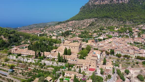 Aerial Drone Video Footage of Valdemossa Town, Mallorca