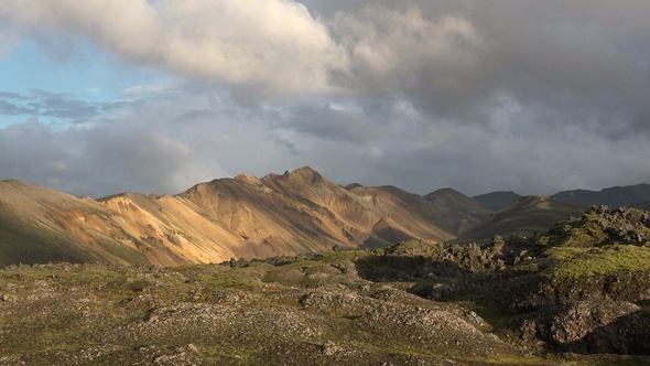 Unique landscapes of Iceland's nature. Landmannalaugar. Aerial view.