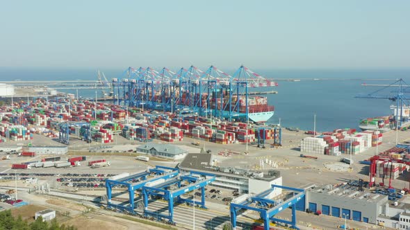 Aerial View of the Industrial Seaport in Gdansk Poland