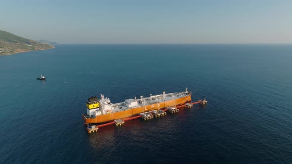 A gas tanker is at sea aerial view 4 K Turkey Alanya