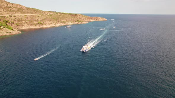 Drone Over Boats And Coastline Of Cap De Creus