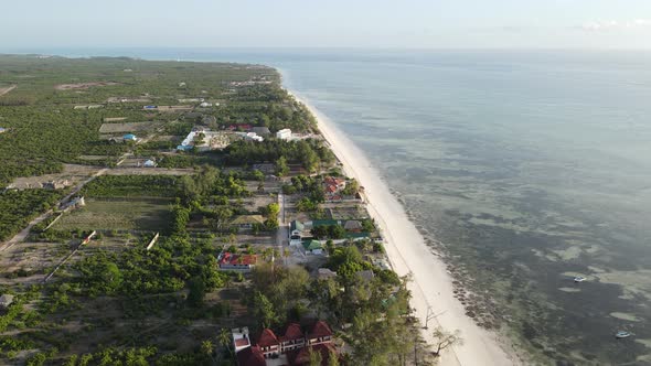 Zanzibar Tanzania  Aerial View of the Ocean Near the Shore of the Island Slow Motion