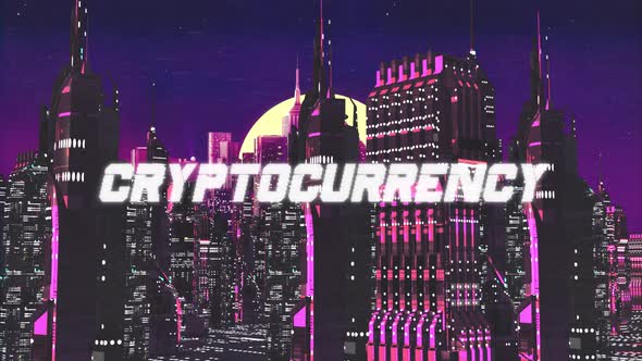 Retro Cyber City Background Cryptocurrency