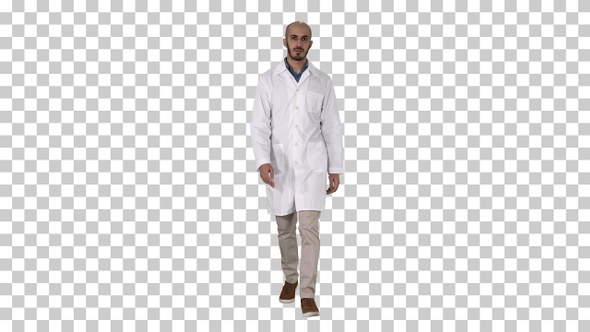 Walking Male Arab Doctor, Alpha Channel