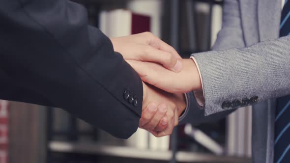 Businessman making handshake hand supporting give empathy care.