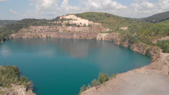Top View of Beautiful Lake at Quarry in Summer