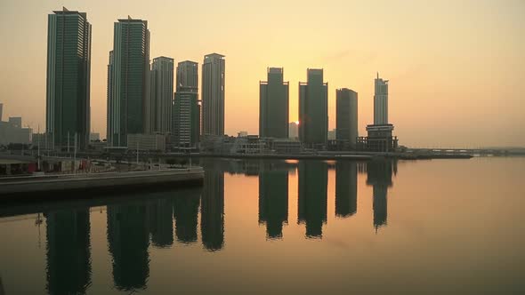 Sunrise at Al Reem Island in Abu Dhabi Cityscape