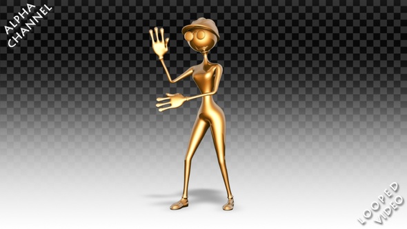 3D Gold Woman - Cartoon Robot Dance