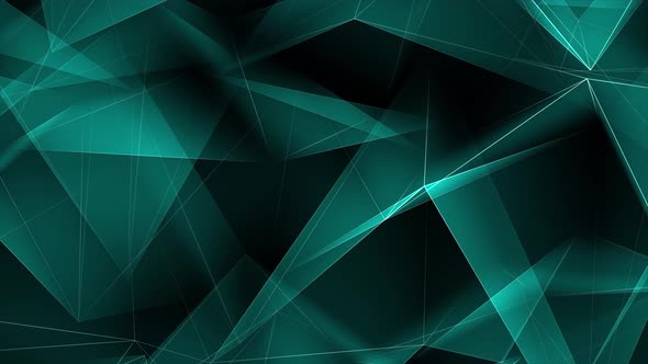 Abstract 3d rendering of chaotic low poly shapes Futuristic Green .