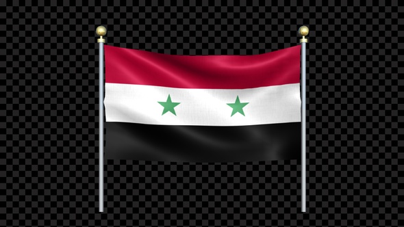 Syria Flag Waving In Double Pole Looped