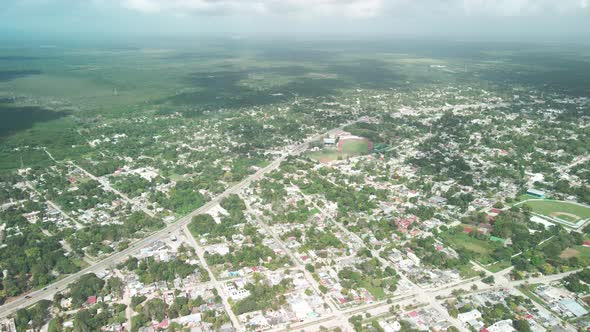 Aerial view of the town of Bacalar in México