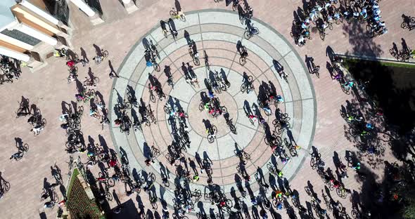 A Large Group of Cyclists in the Park