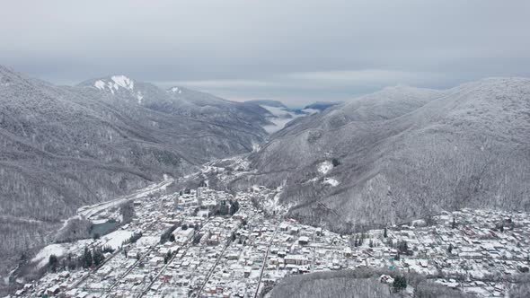 Winter Mountain Landscape The Rosa Khutor Alpine Resort Near Krasnaya Polyana Panoramic Background