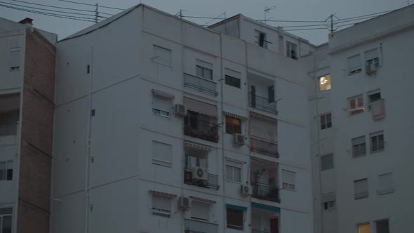 Outside View of Apartment Block in the Dusk