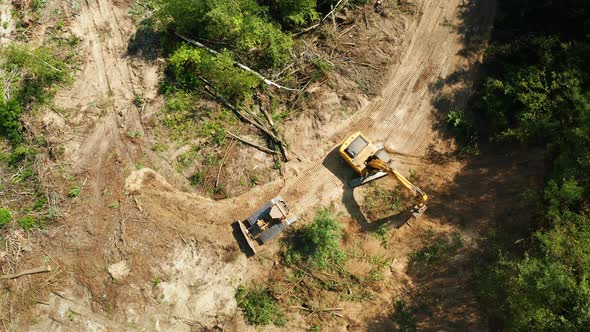 Aerial View of Dump in Forest in Pollution Concept