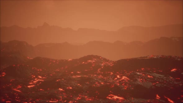 Closeup of a Lava Flow of Volcano on Hawaii